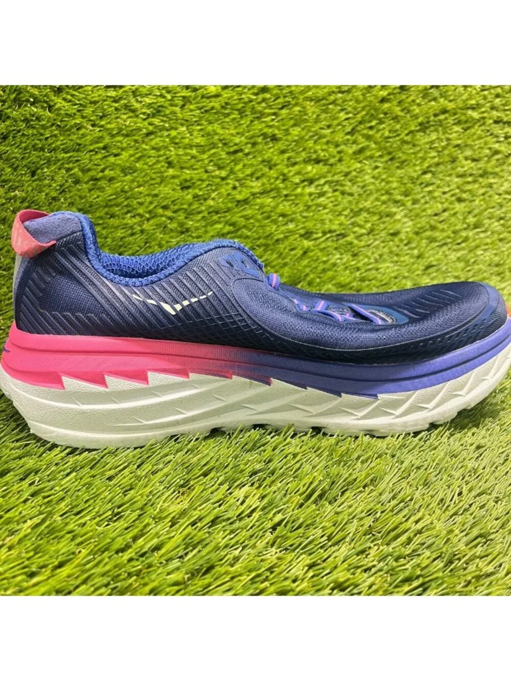 Hoka One One Bondi 5 Mens Size 8.5 Blue Pink Athletic Running Shoes Sneakers